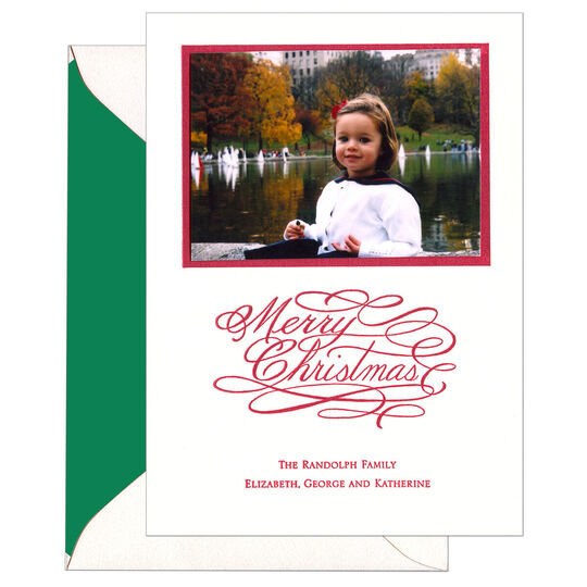 Merry Christmas Photo Flat Letterpress Holiday Cards